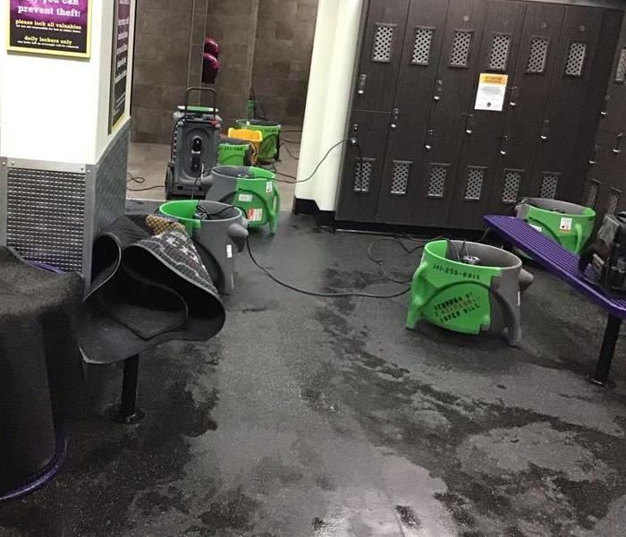 storm damage in a locker room