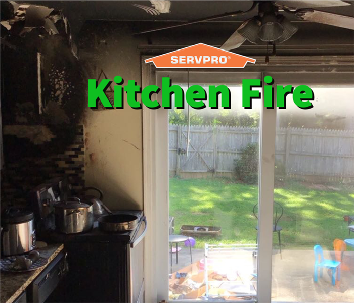 A kitchen with fire damage in Rockville 