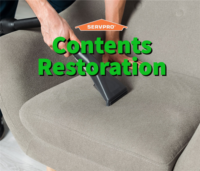 Contents restoration to a fire damaged couch